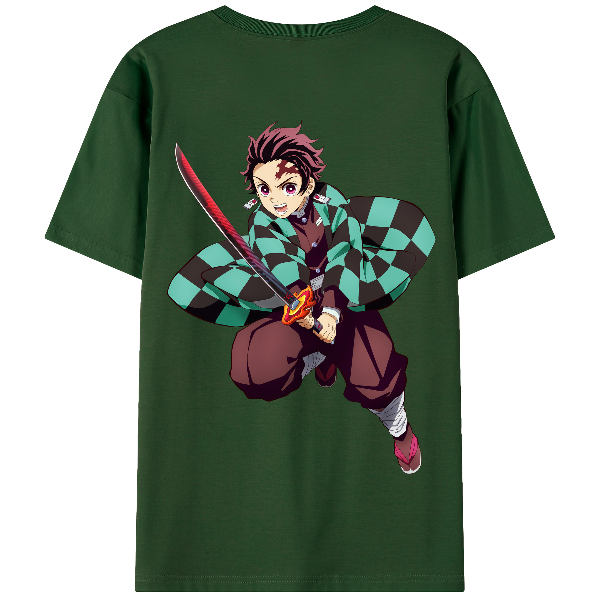 （画像用） 鬼滅の刃 竈門 炭治郎／かまど たんじろう Kamado Tanjirou 綿100％半袖Tシャツ（背面プリント）
